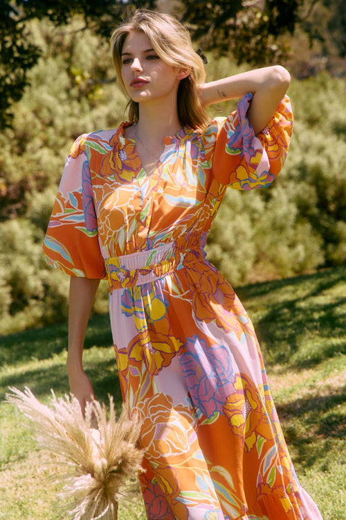 Plus Floral Printed Midi Dress