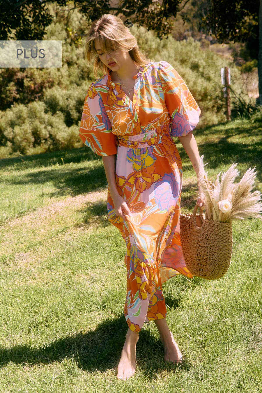 Plus Floral Printed Midi Dress
