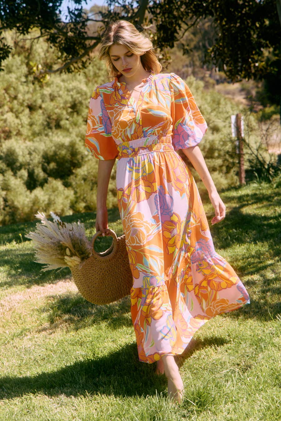 Plus Floral Printed Midi Dress