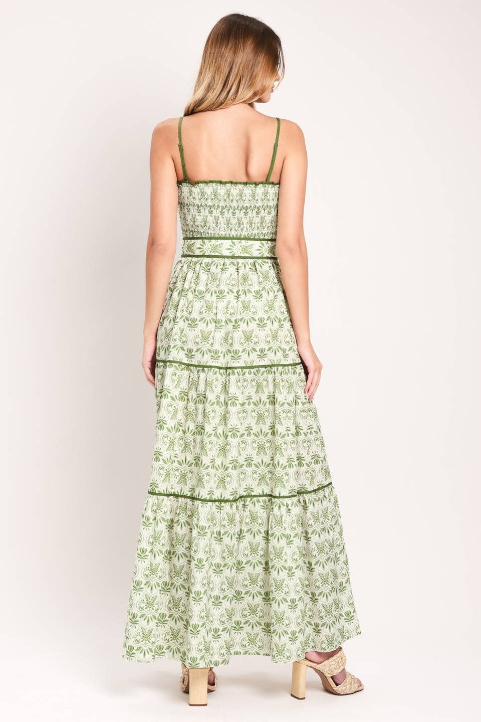A printed woven maxi dress GREEN
