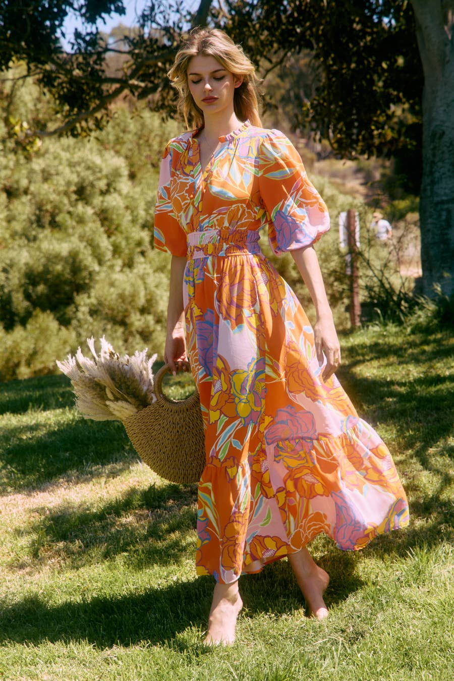 Plus Floral Printed Midi Dress