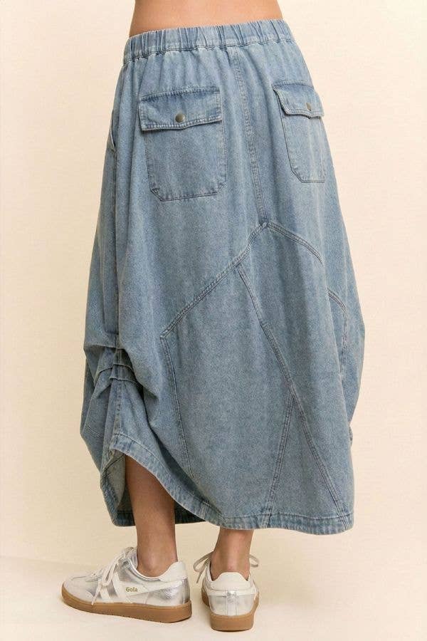 WASHED DENIM PARACHUTE SKIRT