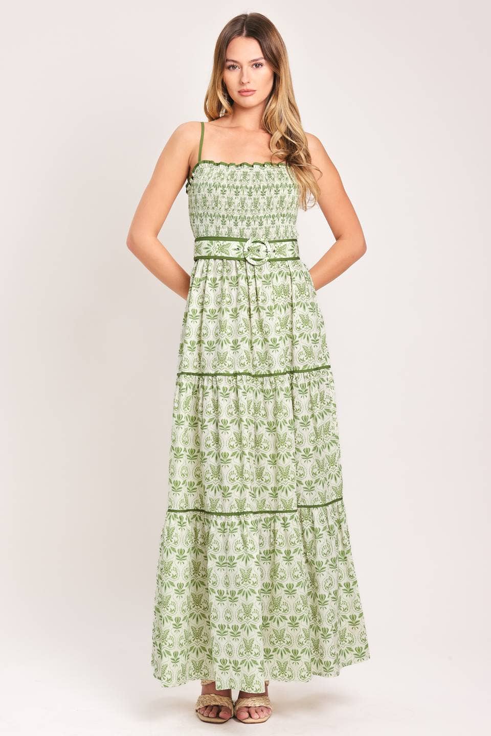 A printed woven maxi dress GREEN