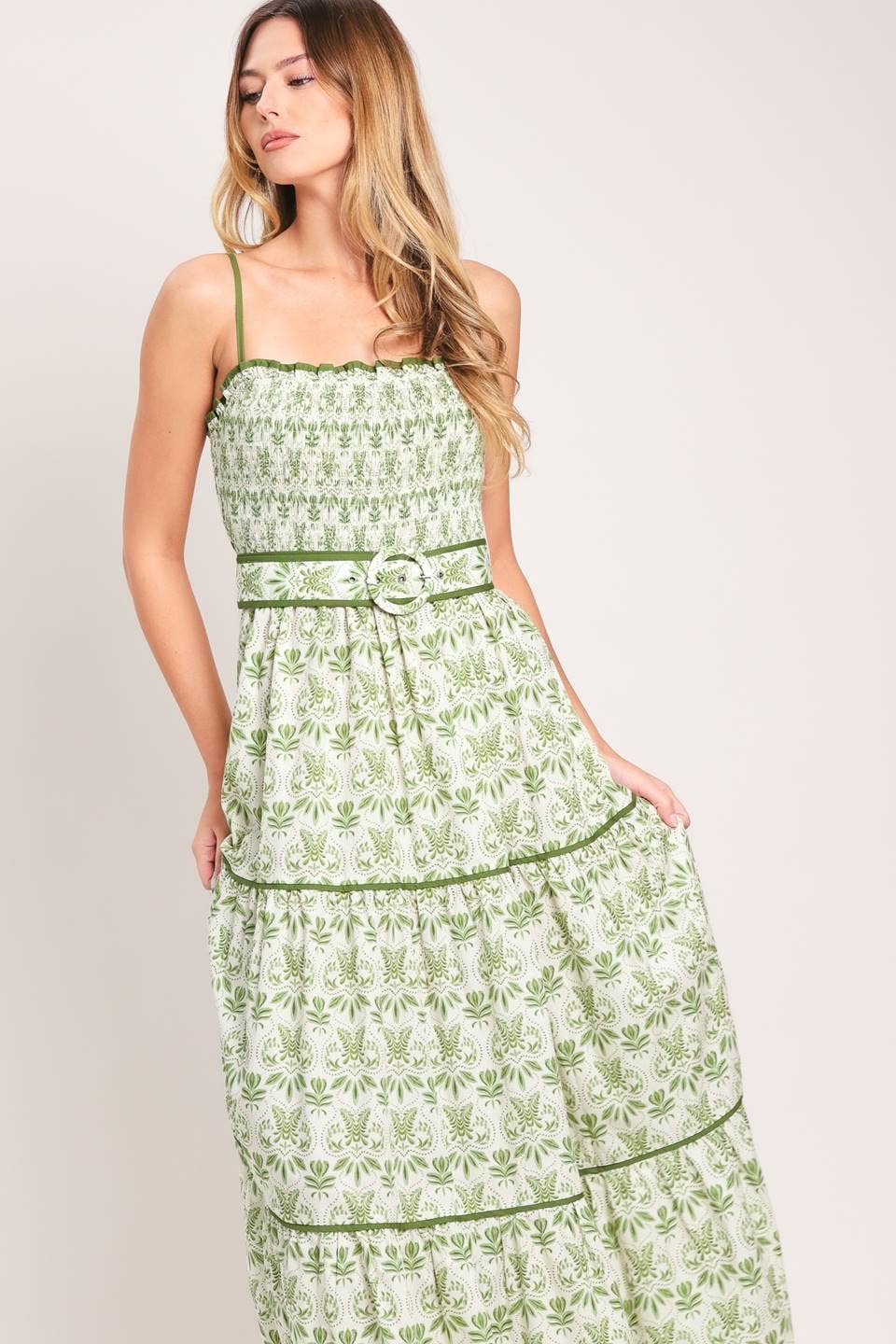 A printed woven maxi dress GREEN