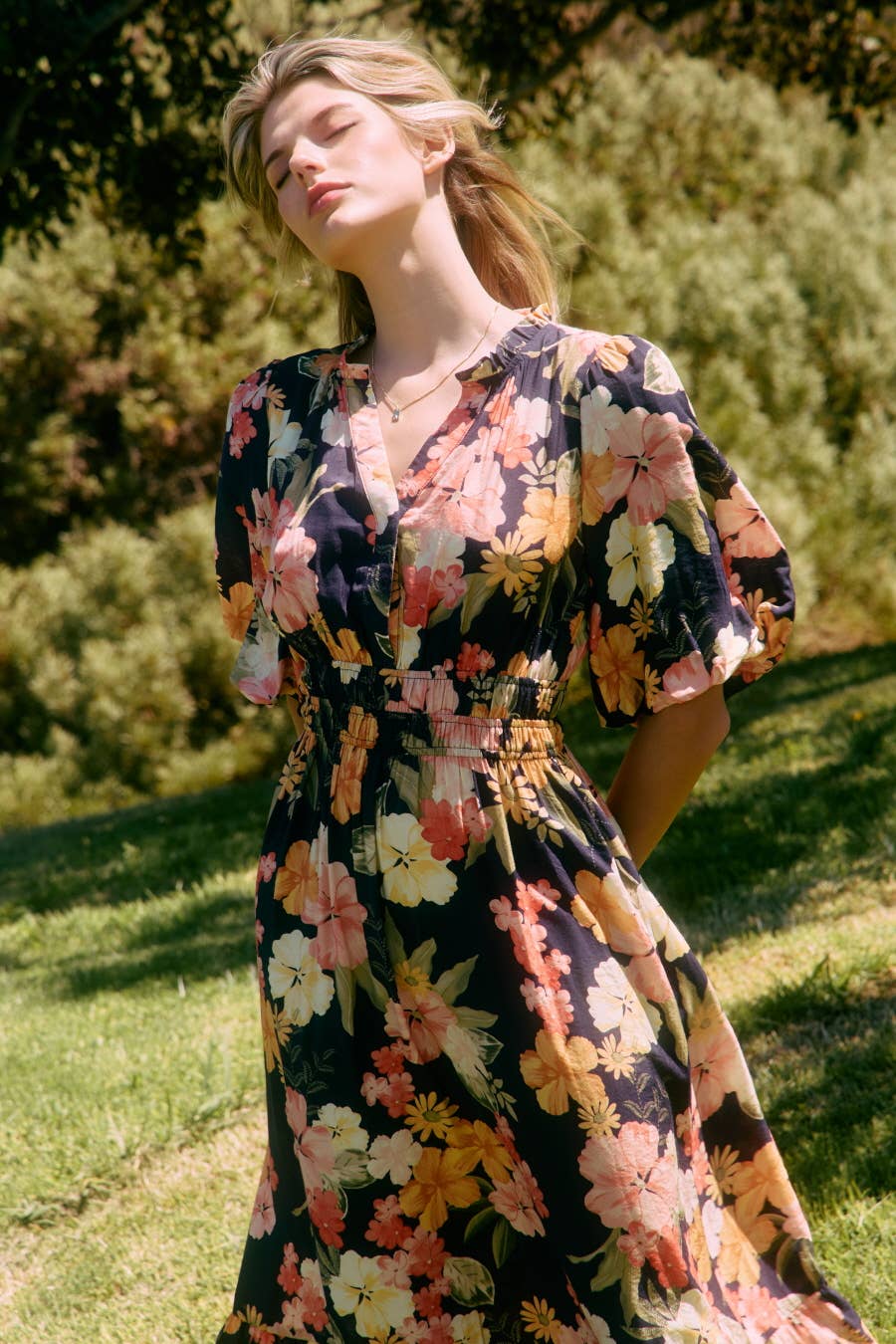 Plus Floral Printed Midi Dress