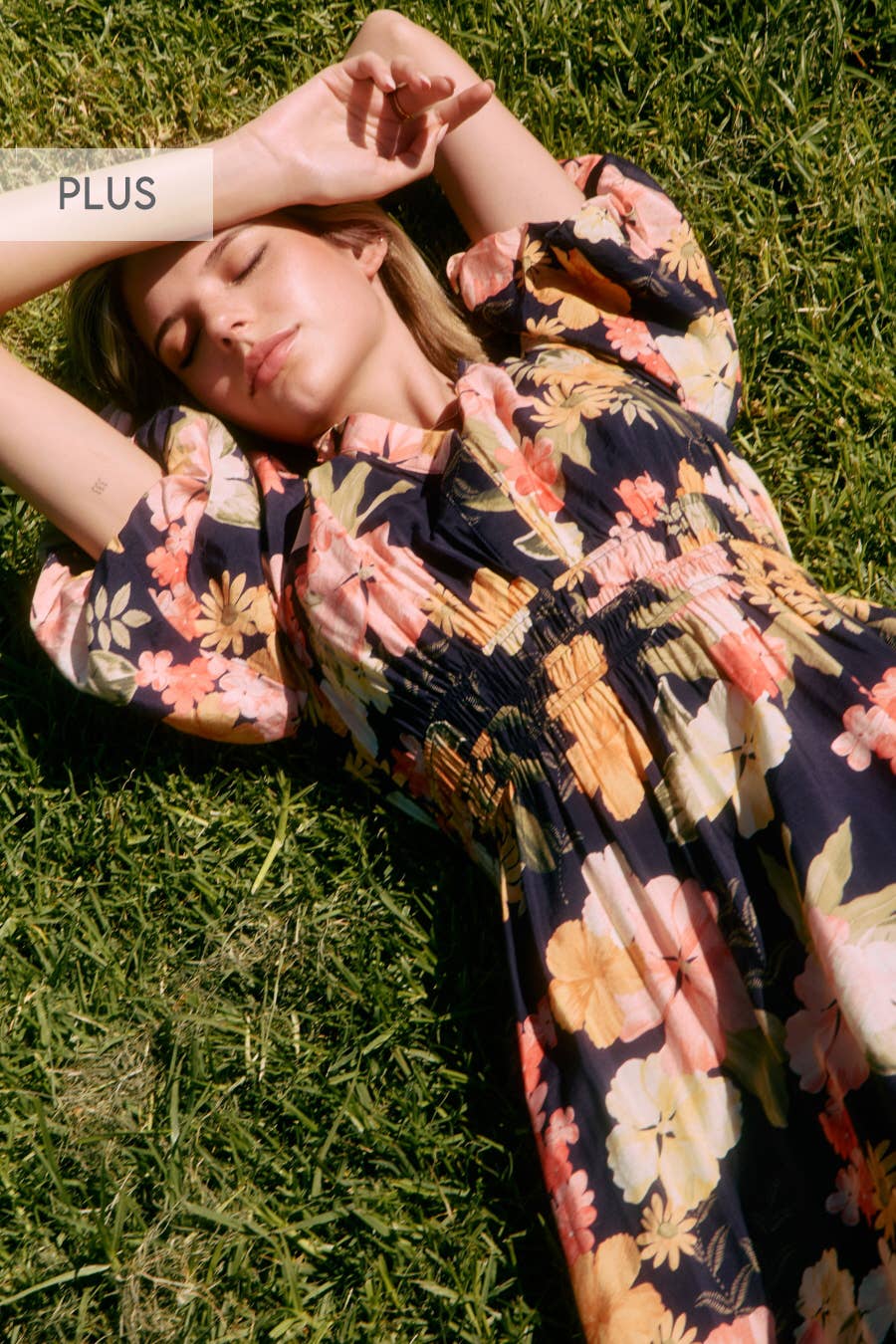 Plus Floral Printed Midi Dress
